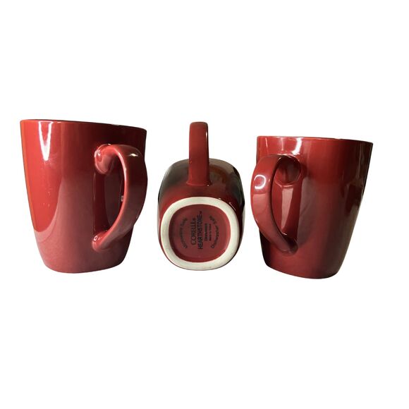Corelle Hearthstone Red & Black Stoneware Coffee Mugs Set of 3 - Picture 4 of 8
